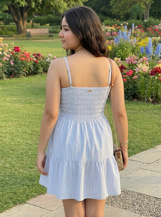 Blue and White Striped Dress