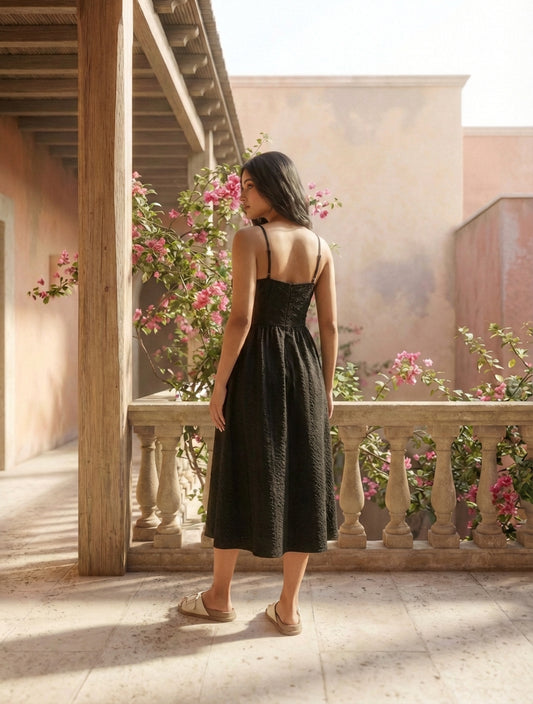 Textured Smocked-Waist Dress