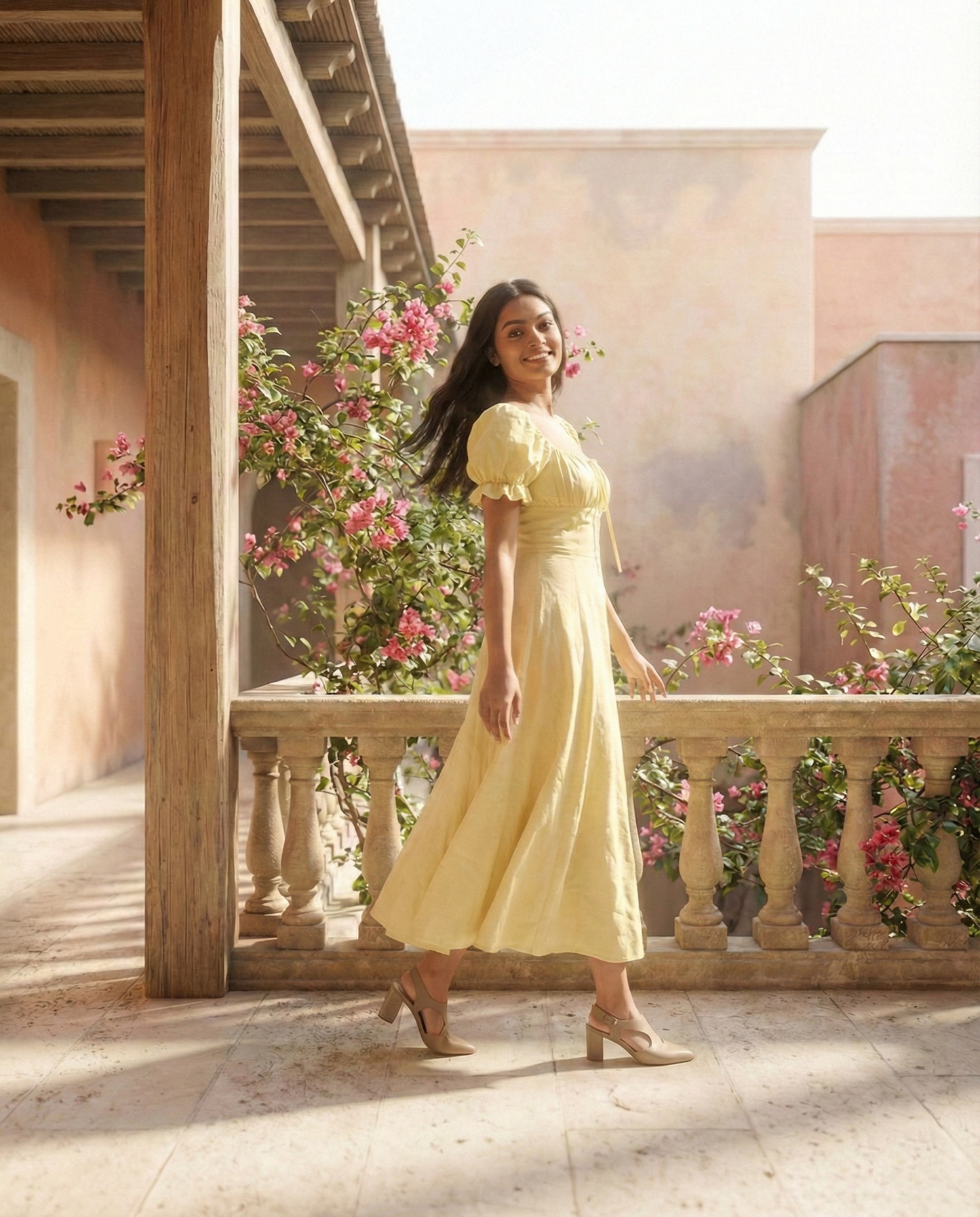 Pastel Yellow Puff Sleeve Dress