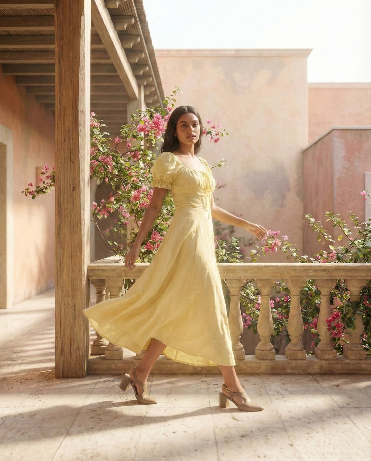 Pastel Yellow Puff Sleeve Dress