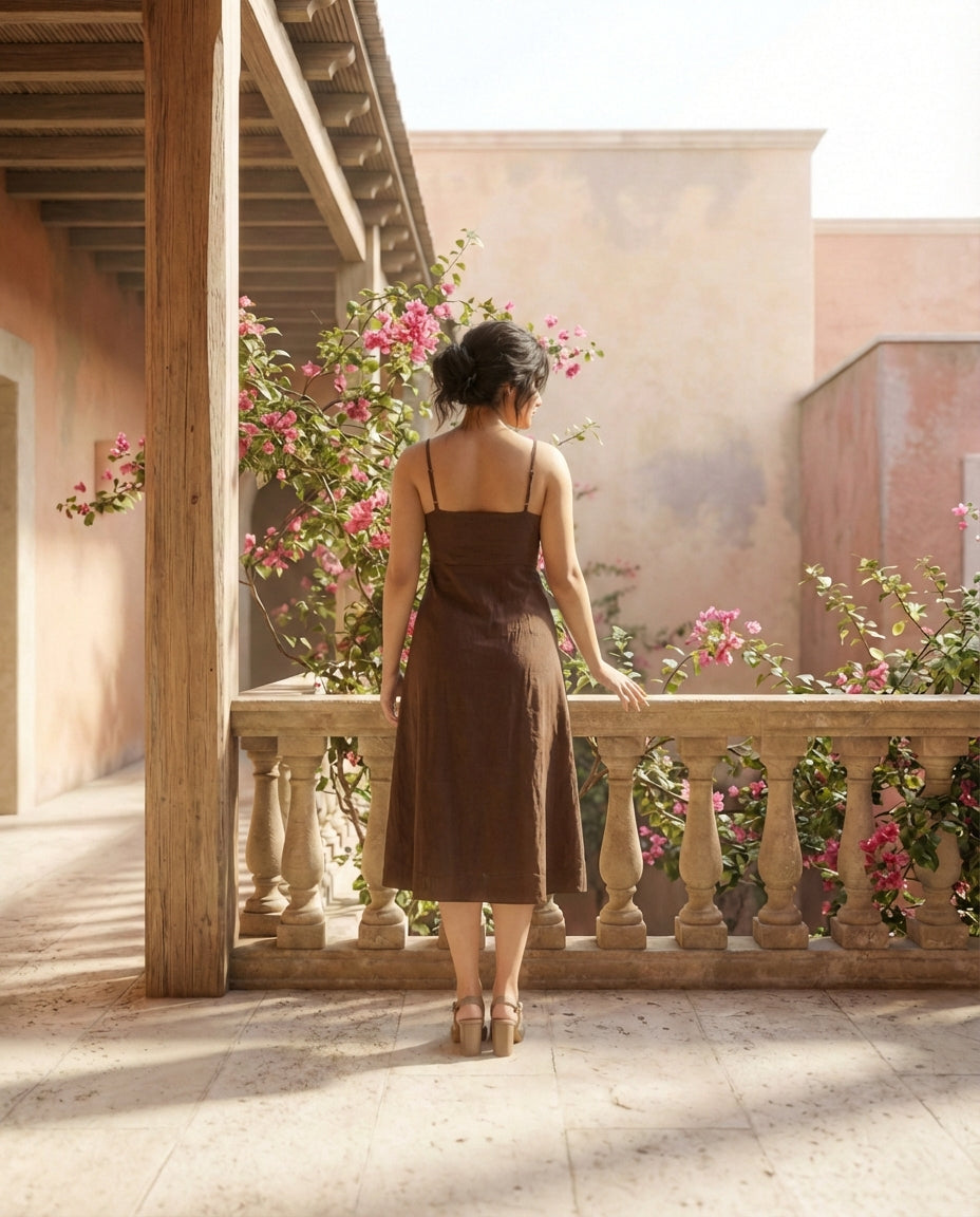 Brown Bodycon Style Summer  Midi Dress